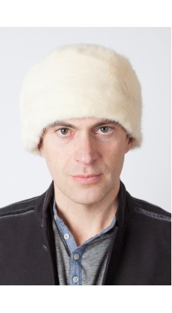 White mink fur hat